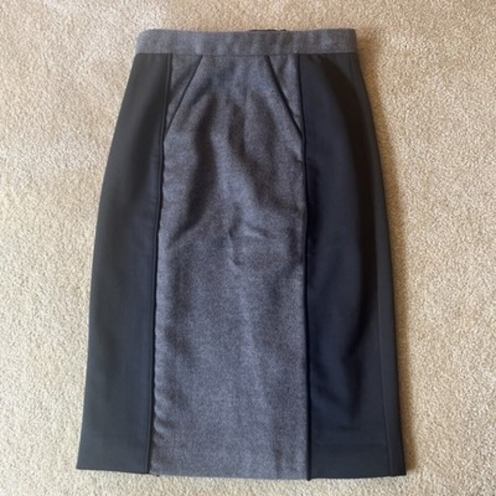 Anthropologie Leifsdottir Skirt Size 0 Black And Grey Back Zip Wool Cashmere GUC
